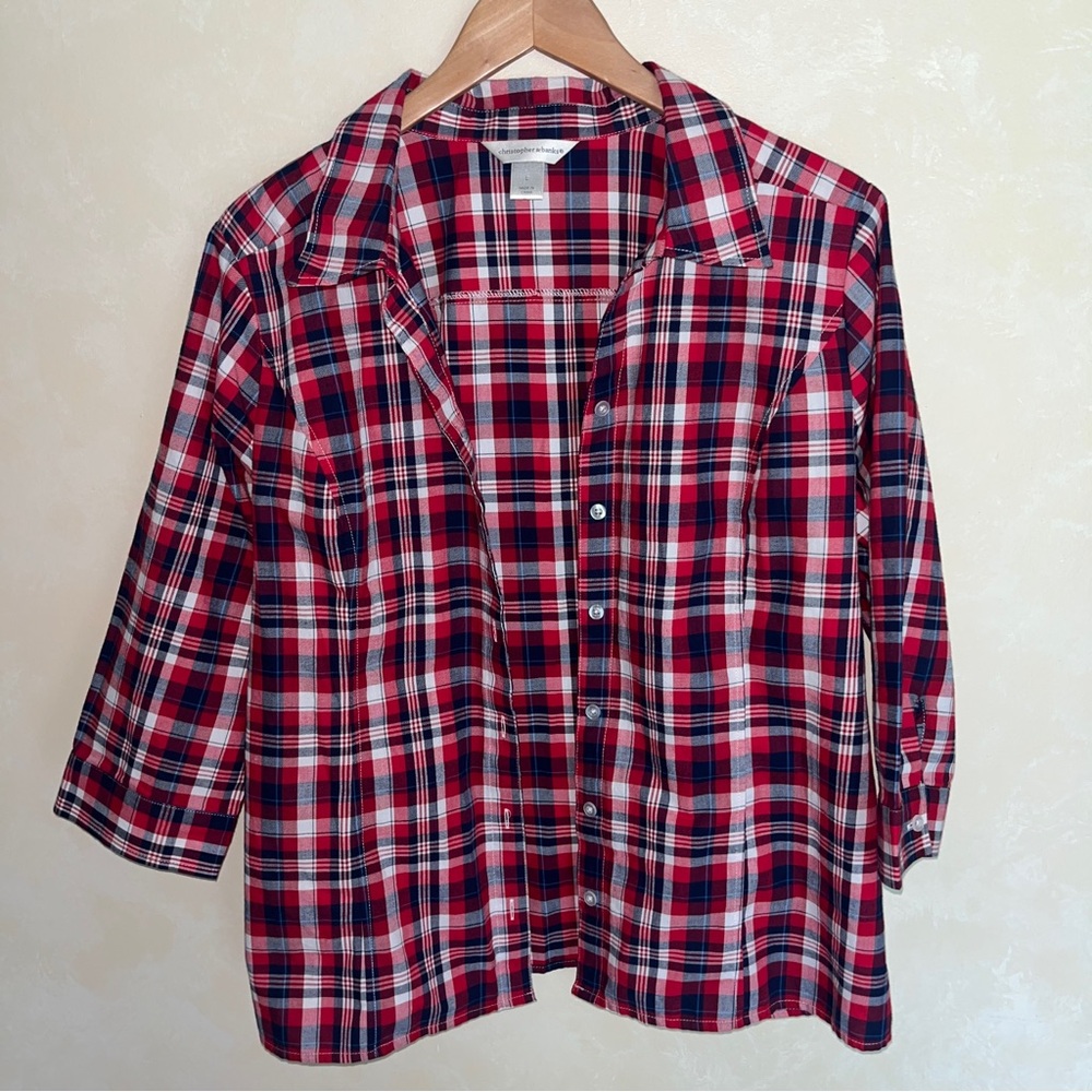 Christopher & Banks Red and Black Plaid Shirt